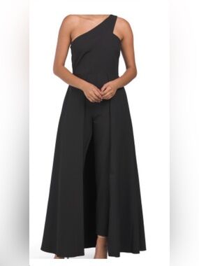 julia jordan Black One-Shoulder Wide Leg Jumpsuit